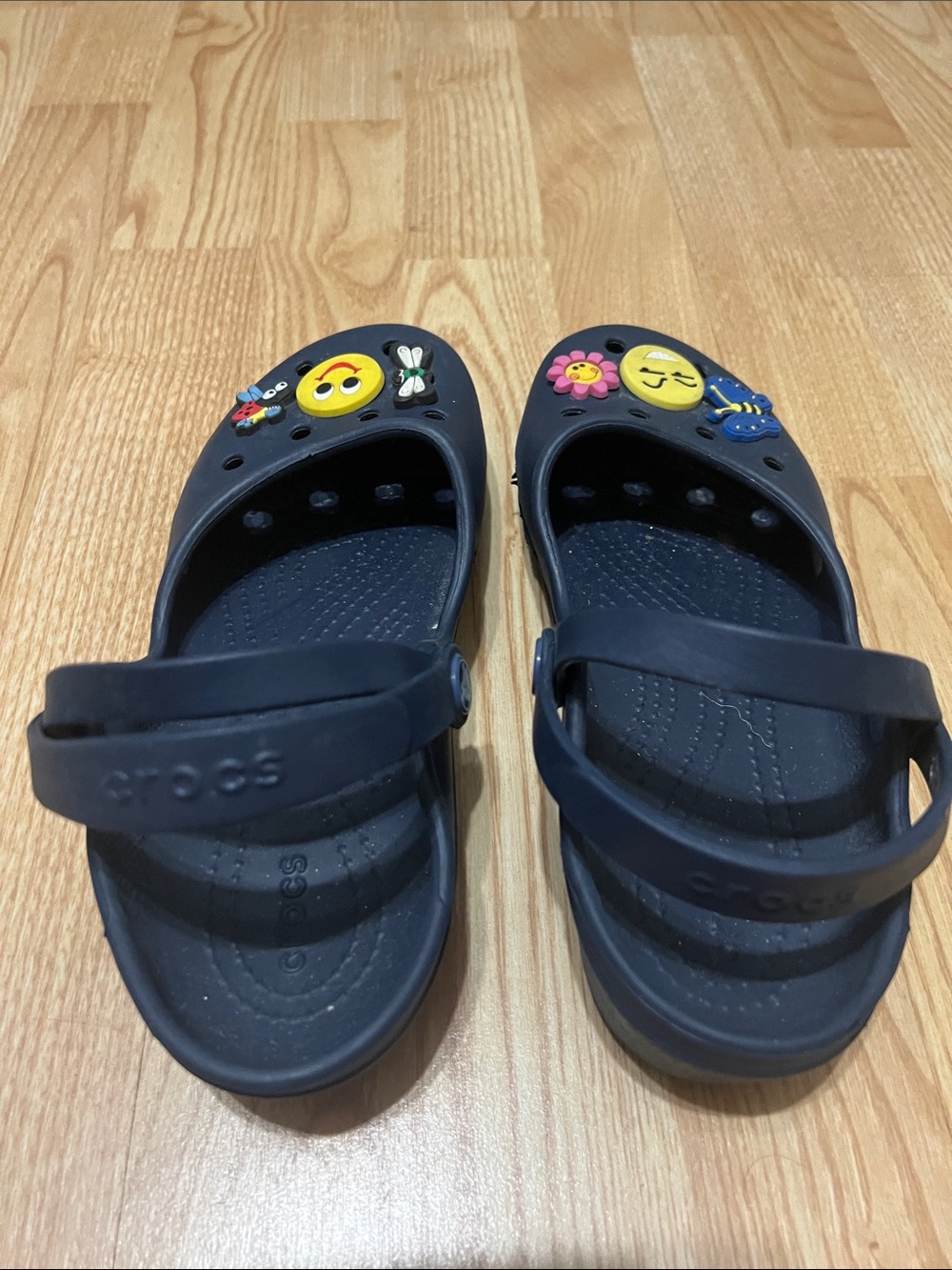 CROCS Kids Navy Blue Clog Sandals with Emoji Charms